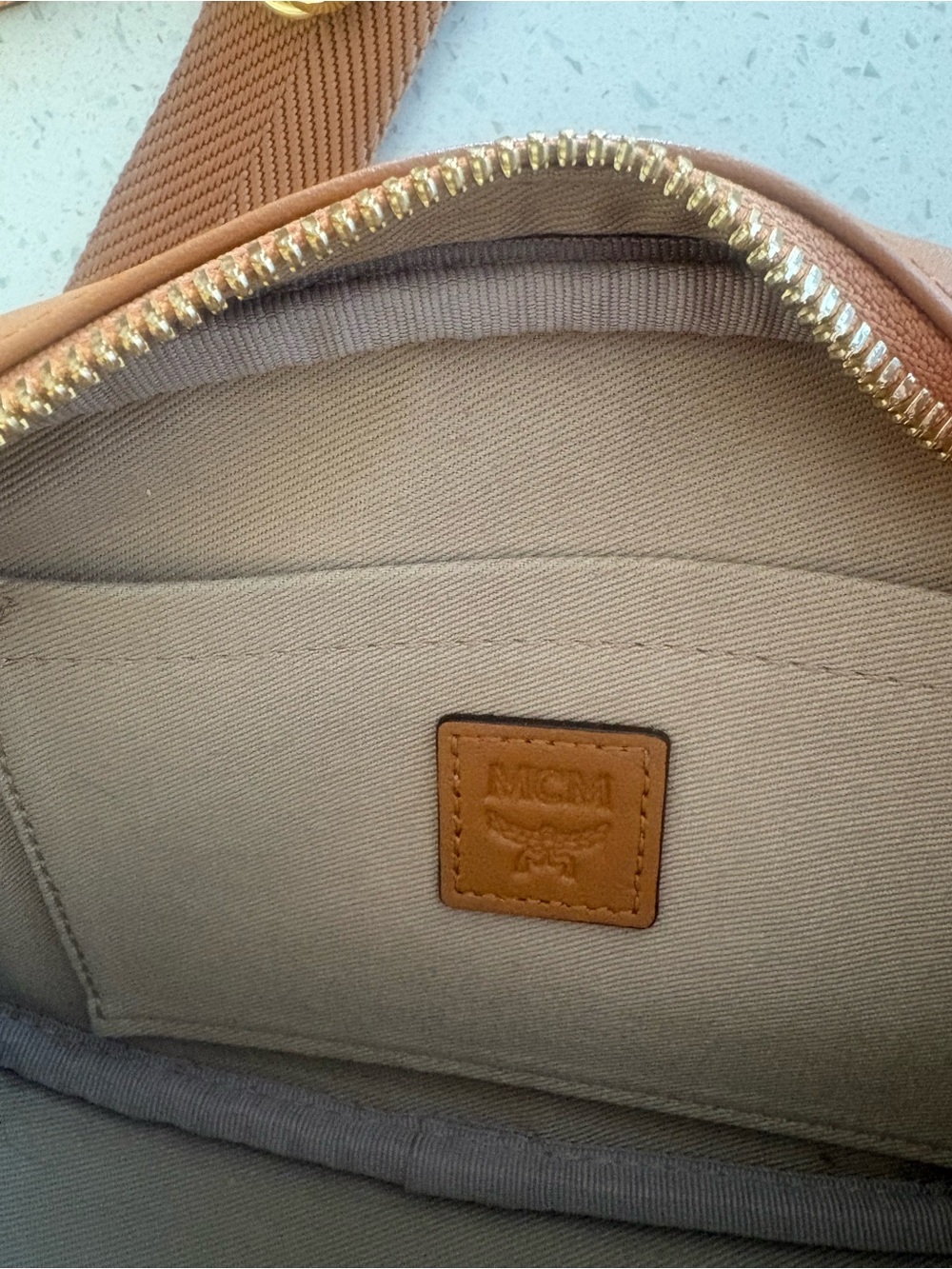 MCM Cognac Logo Visetos Oval Crossbody with Coin Pouch - Picture 6 of 8